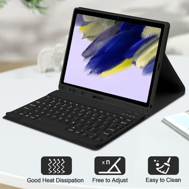 Til Samsung Galaxy Tab A9+ Split Bluetooth-tastatur Læderetui + Dobbelt-tilstandsmus Sæt - Sort US Layout
