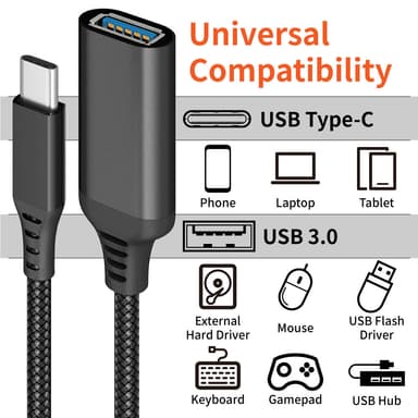 USB-C til USB 3.0 adapterkabel 5 Gbps Sort