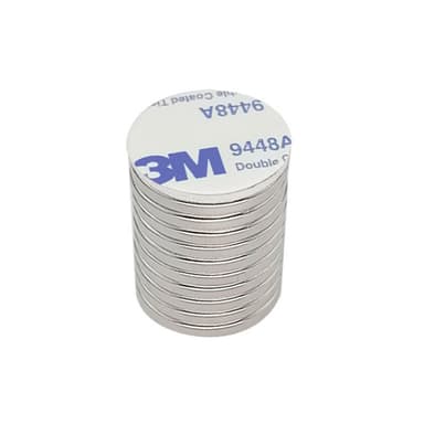 10-pak super stærke neodymmagneter med selvklæbende bagside Sølv 15 x 3mm