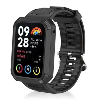 Urrem med beskyttende ramme til Xiaomi Band 8 Pro Sort