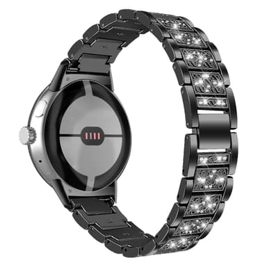 Urrem med bling og krystaller til Google Pixel Watch Sort