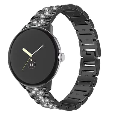 Urrem med bling og krystaller til Google Pixel Watch Sort
