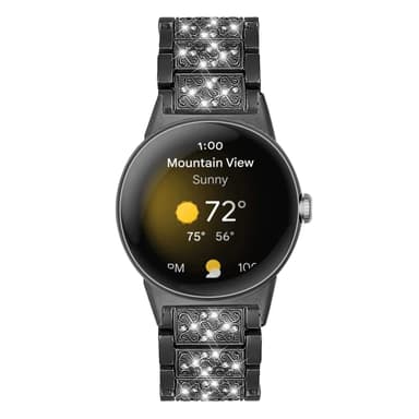Urrem med bling og krystaller til Google Pixel Watch Sort
