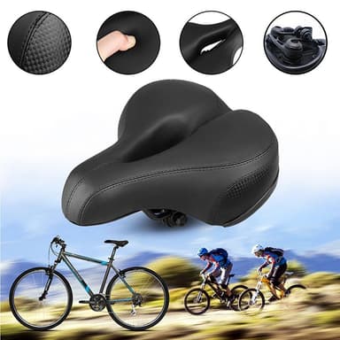 Cykelsadel bred og stødabsorberende Sort