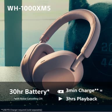 Sony WH-1000XM5 trådløse around-ear-hovedtelefoner (røget lyserød)