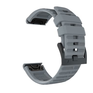 Silikone stålplade Snap urrem til Garmin Fenix 7X 26mm Grå