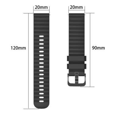 Urrem silikone Sort 20 mm