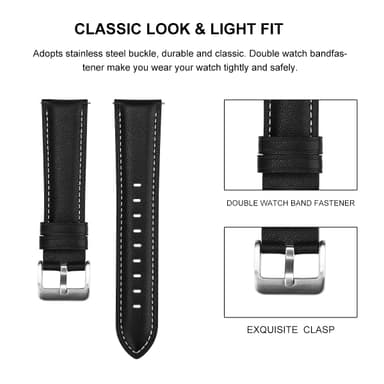 Samsung Galaxy Watch 3 (41 mm) armbånd læder Sort