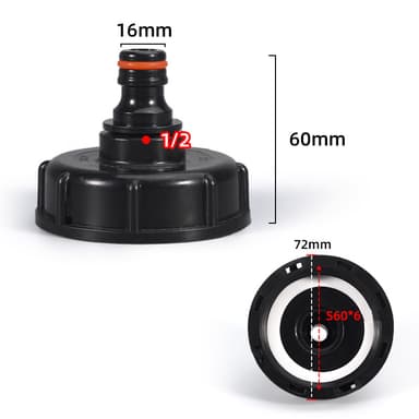 Vandhaneadapter til IBC tank 1/2 tomme