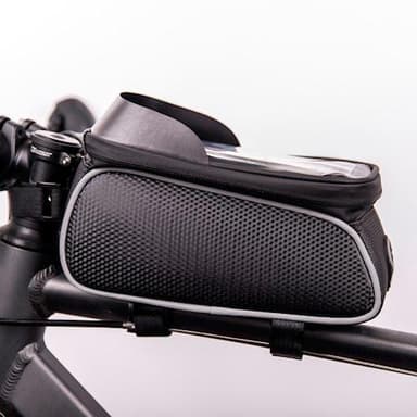 Vandtæt cykeltaske og telefonholder med skærm, sort/hvid