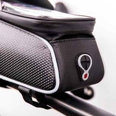 Vandtæt cykeltaske og telefonholder med skærm, sort/hvid