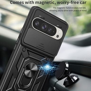 SKALO Google Pixel 9/9 Pro Armor Hybrid Metal Ring Camera Slider - Sort
