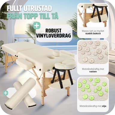 Massagebriks med 2 zoner, 7,5cm polstring + ruller - beige
