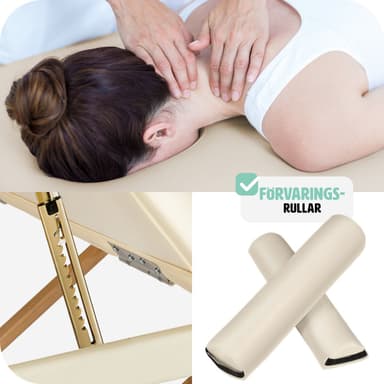 Massagebriks oval med 3 zoner, 5cm polstring + ruller - beige