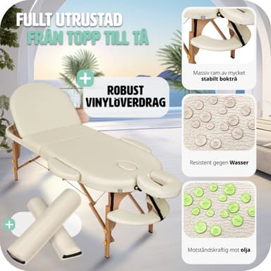 Massagebriks oval med 3 zoner, 5cm polstring + ruller - beige