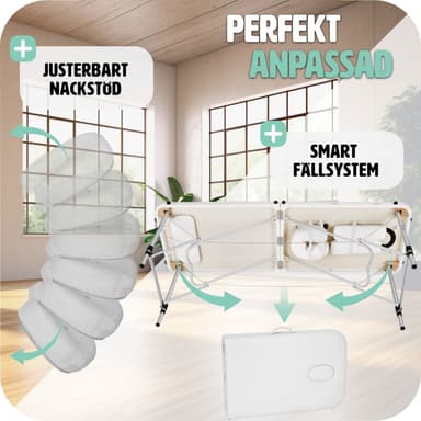 Massagebriks i aluminium med 2 zoner, polstring + taske - hvid