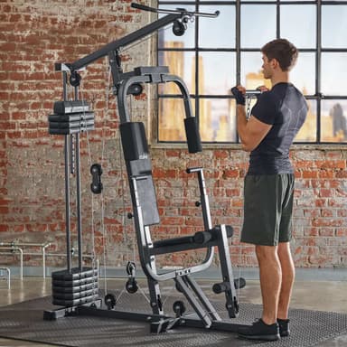 Træningsstation home gym med bænkemodul - sort