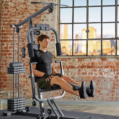 Træningsstation home gym med bænkemodul - sort