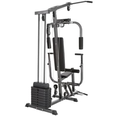 Træningsstation home gym med bænkemodul - sort