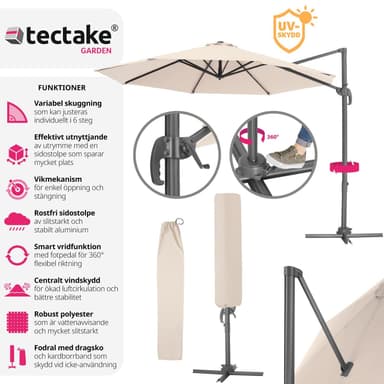Parasol Daria med overtræk 300cm - beige