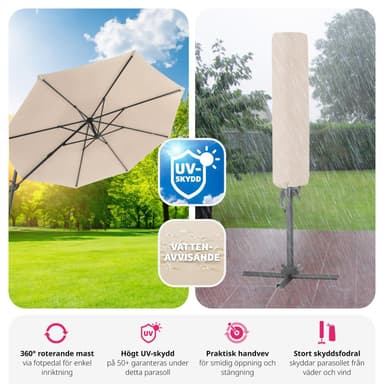 Parasol Daria med overtræk 300cm - beige