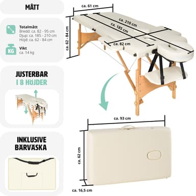 Massagebriks med 2 zoner, 5cm polstring + taske - beige