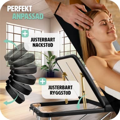 Massagebriks i aluminium med 3 zoner, 5cm polstring + taske - sort