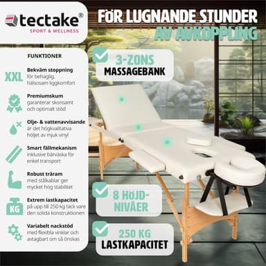 Massagebriks med 3 zoner, polstring + taske - beige