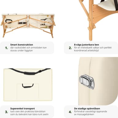 Massagebriks med 3 zoner, polstring + taske - beige