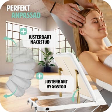 Massagebriks i aluminium med 3 zoner, 5cm polstring + taske - hvid
