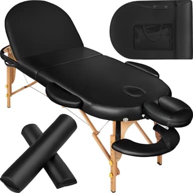 Massagebriks oval med 3 zoner, 5cm polstring + ruller - sort