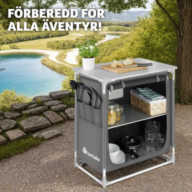 Campingkøkken Premium med 2 rum - grå