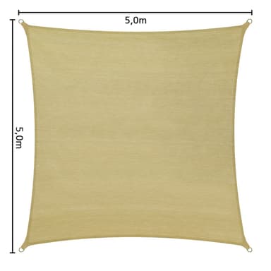 Solsejl firkantet, beige - 500 x 500 cm