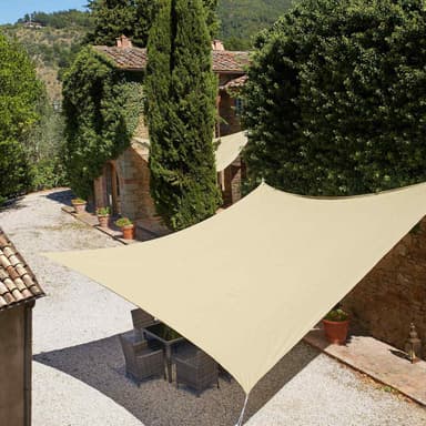 Solsejl firkantet, beige - 500 x 500 cm