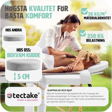 Massagebriks med 2 zoner, 5cm polstring + taske - hvid