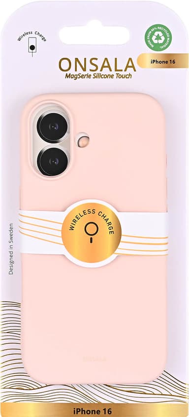 Onsala iPhone 16 silikoneetui (kalkpink)