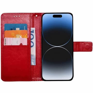 Wallet cover 3-kort iPhone 16 - Rød
