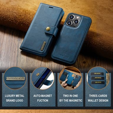 DG MING iPhone 16 Pro Max 2-i-1 Magnet Pungetui - Blå