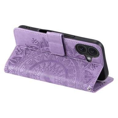 SKALO iPhone 16 Mandala Flip Cover - Lilla