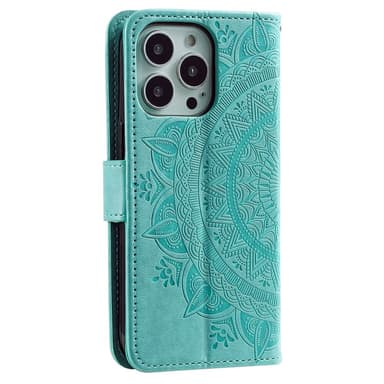 SKALO iPhone 16 Pro Max Mandala Flip Cover - Turkis