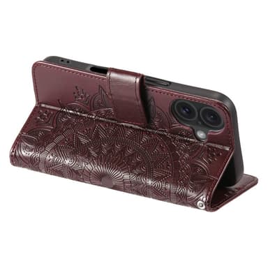 SKALO iPhone 16 Mandala Flip Cover - Brun