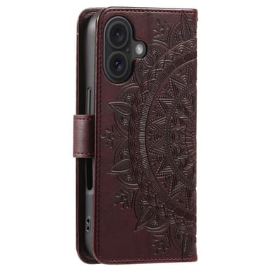 SKALO iPhone 16 Mandala Flip Cover - Brun