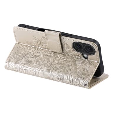 SKALO iPhone 16 Plus Mandala Flip Cover - Guld