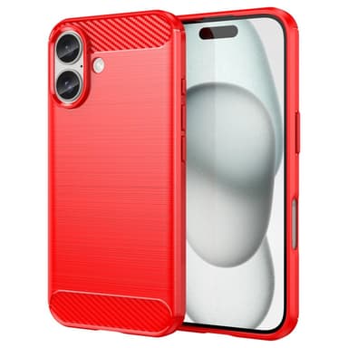 SKALO iPhone 16 Armor Carbon Stødsikker TPU-cover - Rød