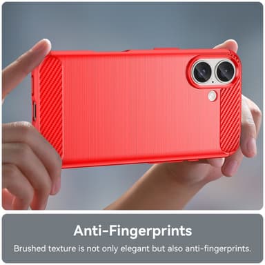 SKALO iPhone 16 Armor Carbon Stødsikker TPU-cover - Rød