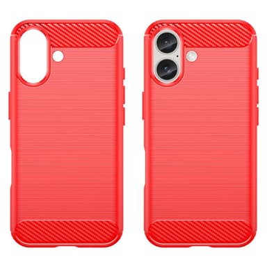 SKALO iPhone 16 Armor Carbon Stødsikker TPU-cover - Rød