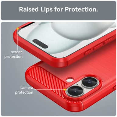 SKALO iPhone 16 Armor Carbon Stødsikker TPU-cover - Rød