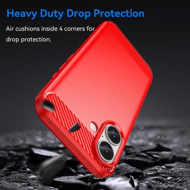 SKALO iPhone 16 Armor Carbon Stødsikker TPU-cover - Rød