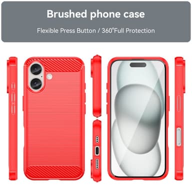 SKALO iPhone 16 Armor Carbon Stødsikker TPU-cover - Rød