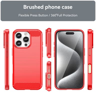 SKALO iPhone 16 Pro Max Armor Carbon Stødsikker TPU-cover - Rød